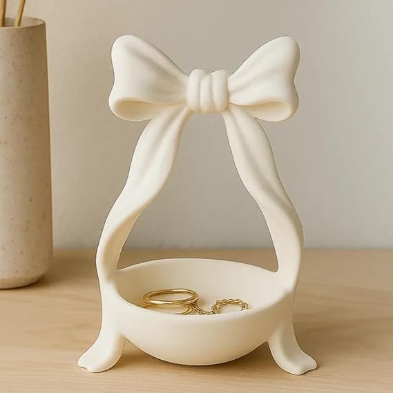 Bazinco Bow Knot Jewelry Tray | Elegant Ring Holder Dish for Earrings, Rings & Accessories Organizer