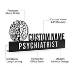 Bazinco Personalized Mental Health Name Plate – Brain Theme Psychiatrist Desk Name Stand