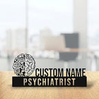 Bazinco Personalized Mental Health Name Plate – Brain Theme Psychiatrist Desk Name Stand