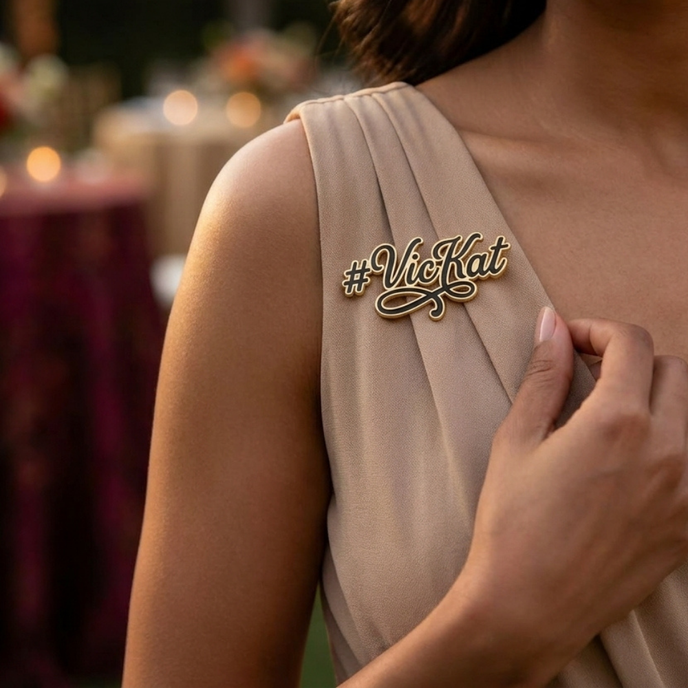 Bazinco Personalized Wedding Name Pin – Premium Script Hashtag Brooch for Bridesmaids & Bridal Fashion