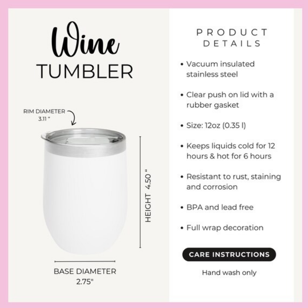 Bazinco Personalized Bridesmaid Name Wine Tumbler | Custom Bridesmaid Stainless Steel Insulated Cup | Bridal Party Gift 12oz