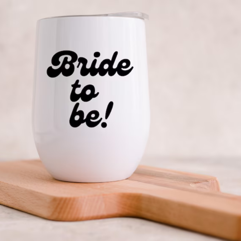 Bazinco Bride To Be Wine Tumbler 12oz | Vacuum Insulated Stainless Steel Bridal Coffee Mug with Lid | Engagement & Bridal Shower Gift