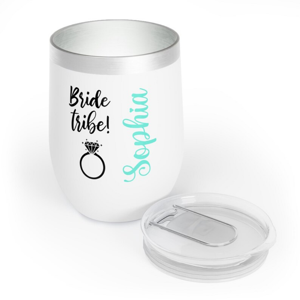 Bazinco Personalized Bride Tribe Wine Tumbler | Custom Bridesmaid Name Stainless Steel Insulated Cup | Bridal Party Gift 12oz