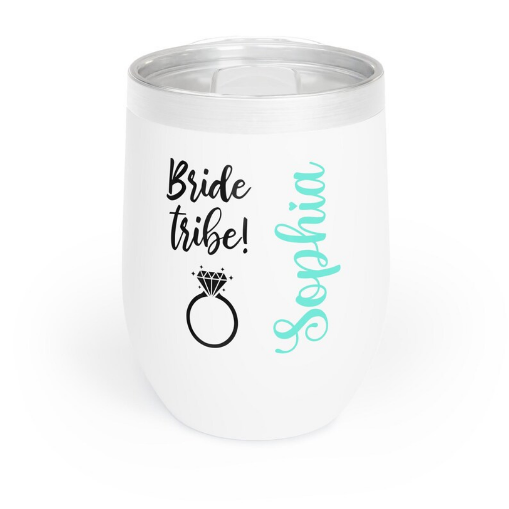 Bazinco Personalized Bride Tribe Wine Tumbler | Custom Bridesmaid Name Stainless Steel Insulated Cup | Bridal Party Gift 12oz