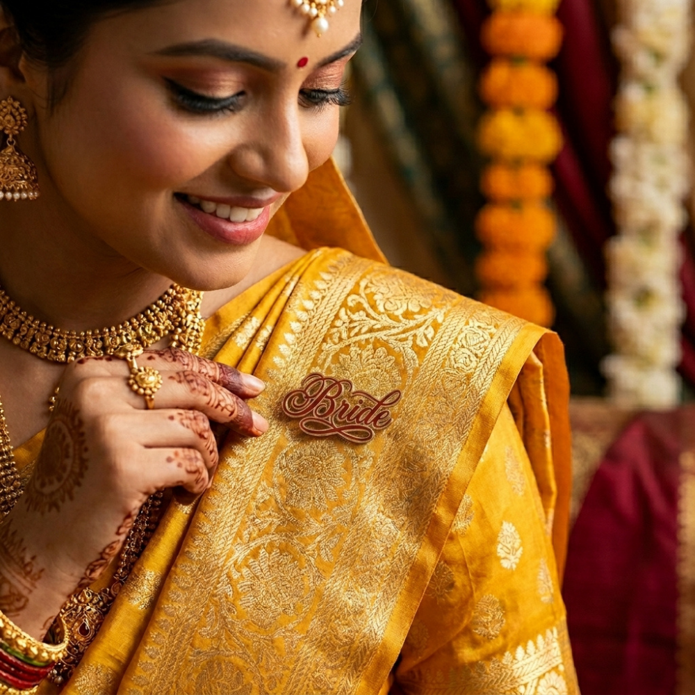 Bazinco Bridal Bride Brooch – Stylish Wedding Saree Pin for Brides & Bridesmaids