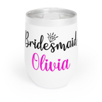Bazinco Personalized Bridesmaid Name Wine Tumbler | Custom Bridesmaid Stainless Steel Insulated Cup | Bridal Party Gift 12oz