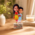 Bazinco Brother Sister Personalized Caricature Stand | Custom Acrylic Plaque with Wooden Base | Unique Raksha Bandhan & Birthday Gift for Siblings