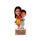Bazinco Brother Sister Personalized Caricature Stand | Custom Acrylic Plaque with Wooden Base | Unique Raksha Bandhan & Birthday Gift for Siblings