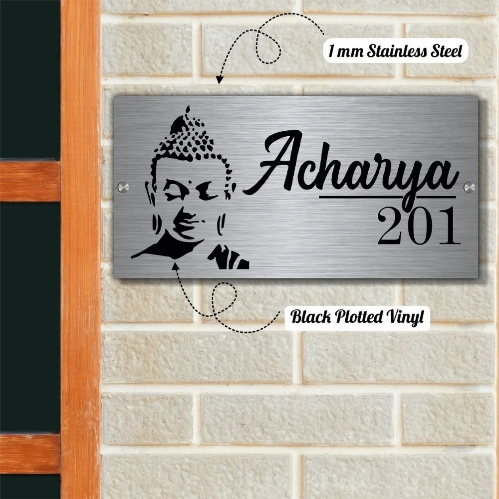 Bazinco name plates
buddha metal name plate
buddha name plate for home
modern metal door name plate
personalized metal name plate
stainless steel name plate for home
custom door name plate
modern house name plate
spiritual name plate for home
door name plate with house number