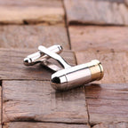 Bazinco Bullet Cufflinks for Men – Silver & Gold Bullet Cartridge Design Premium Formal Shirt Cufflinks for Wedding, Business & Party Wear