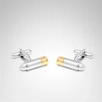 Bazinco Bullet Cufflinks for Men – Silver & Gold Bullet Cartridge Design Premium Formal Shirt Cufflinks for Wedding, Business & Party Wear