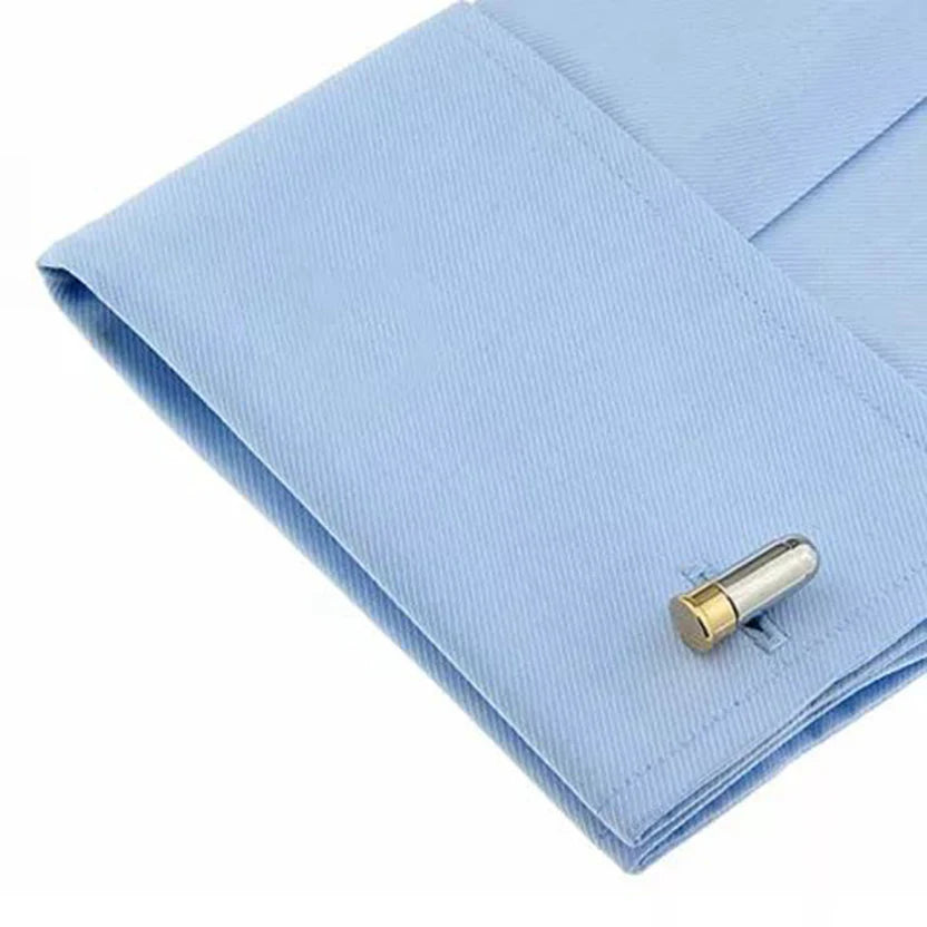Bazinco Bullet Cufflinks for Men – Silver & Gold Bullet Cartridge Design Premium Formal Shirt Cufflinks for Wedding, Business & Party Wear