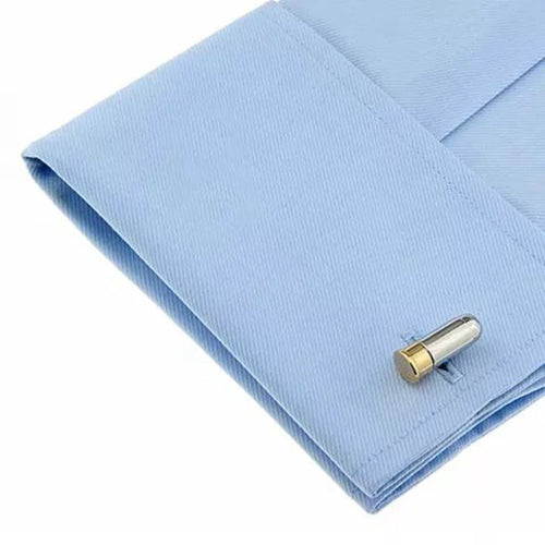 Bazinco Bullet Cufflinks for Men – Silver & Gold Bullet Cartridge Design Premium Formal Shirt Cufflinks for Wedding, Business & Party Wear