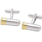 Bazinco Bullet Cufflinks for Men – Silver & Gold Bullet Cartridge Design Premium Formal Shirt Cufflinks for Wedding, Business & Party Wear