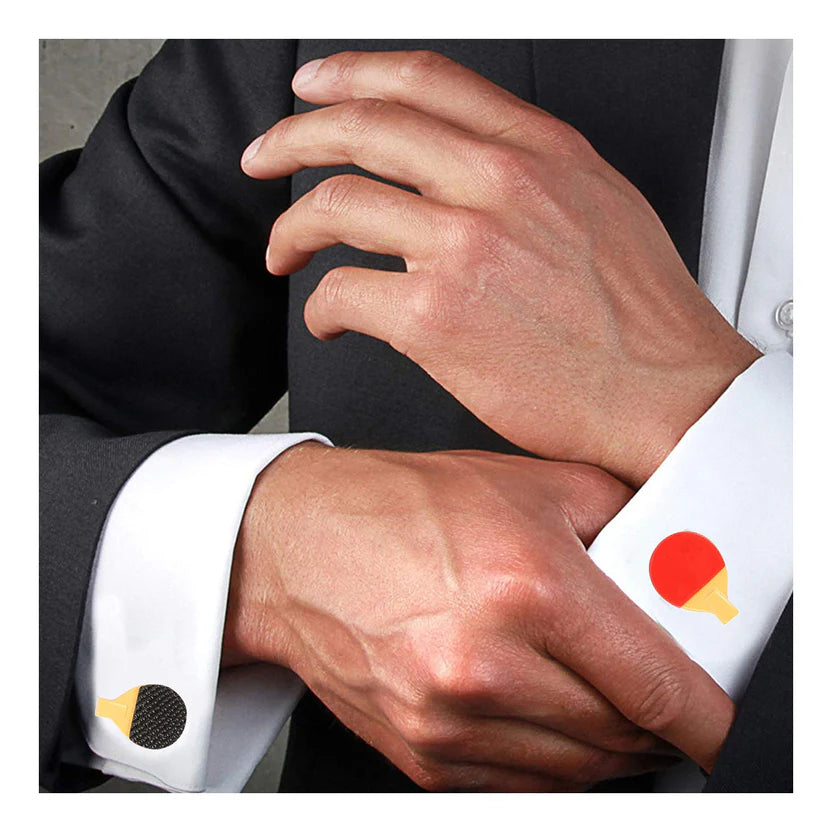 Bazinco Table Tennis Bat Red Cufflinks for Men | Ping Pong Paddle Designer Shirt Cufflinks | Premium Sports Accessories