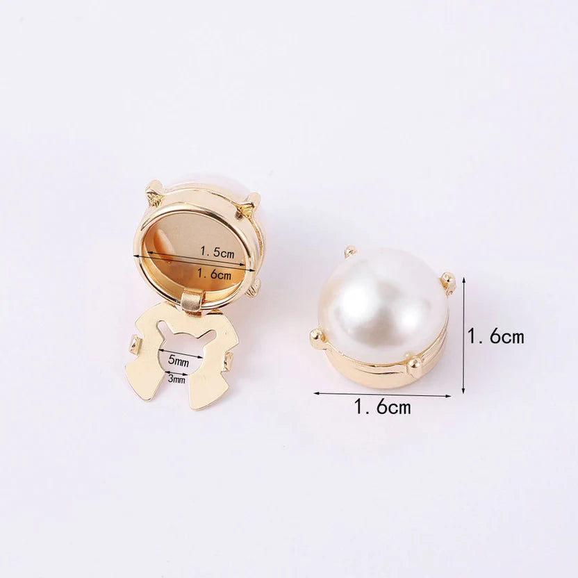 Bazinco Round Pearl Gold Finish Anti Tarnish Shirt Button Cover Set of 2 – Premium Pearl Button Covers for Men & Women | Unisex Formal Shirt Accessory