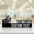 Bazinco Personalized Photographer Name Plate – Camera Design Custom Name Stand for Desk & Studio