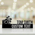 Bazinco Personalized Photographer Name Plate – Camera Design Custom Name Stand for Desk & Studio
