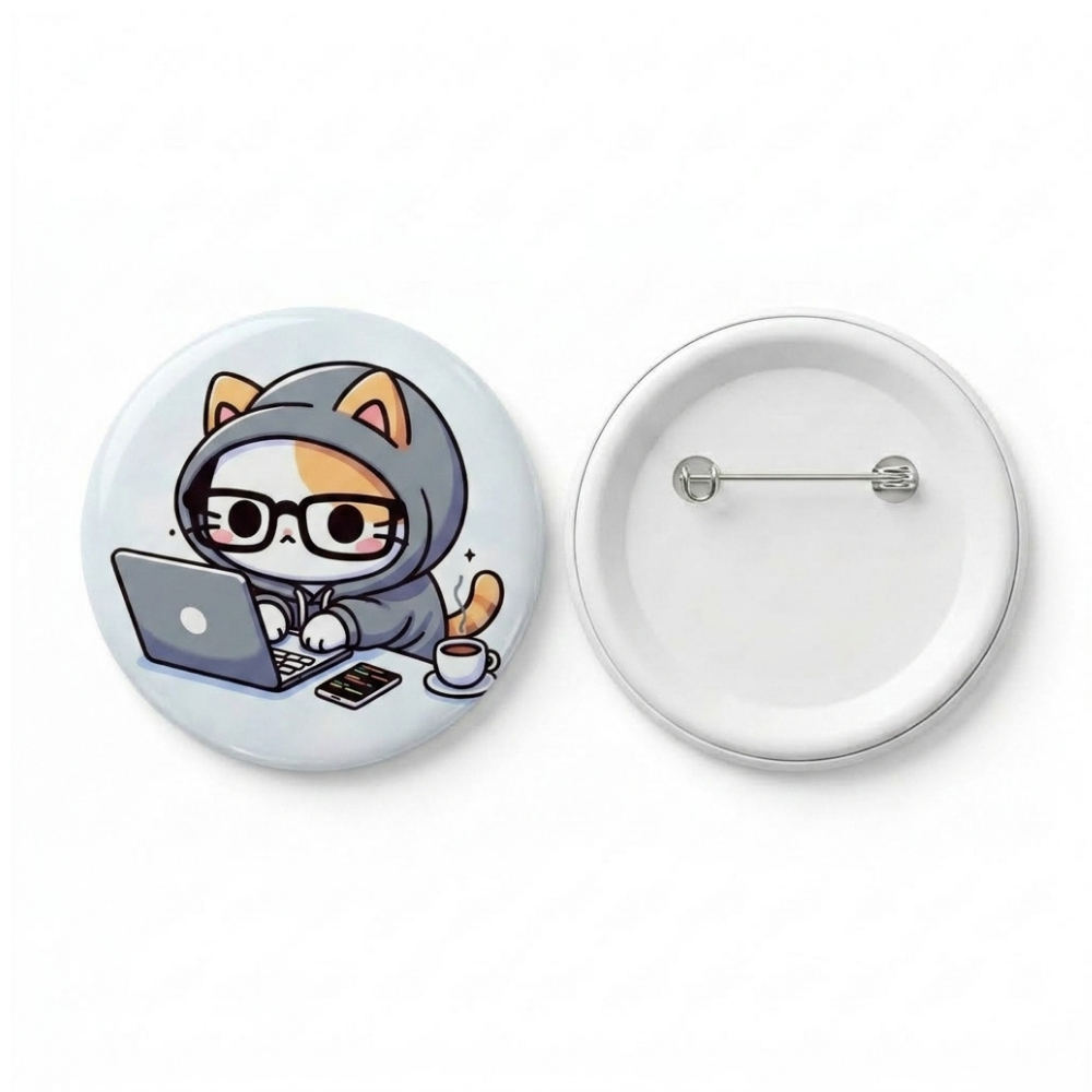 Bazinco Cute Cat Lover Badges Pack of 5 – Kawaii Cartoon Cat Button Pins for Cat Lovers