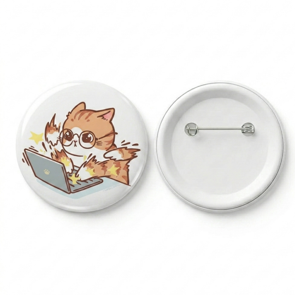 Bazinco Cute Cat Lover Badges Pack of 5 – Kawaii Cartoon Cat Button Pins for Cat Lovers