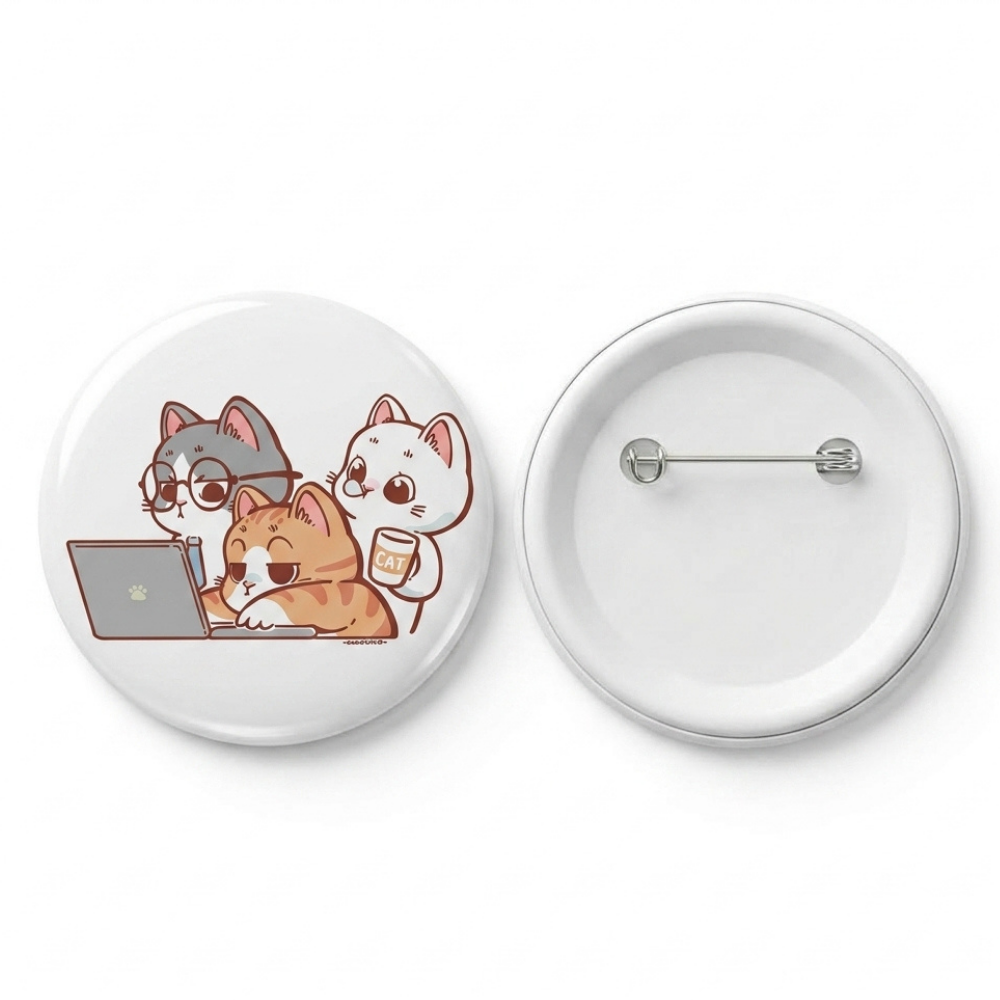 Bazinco Cute Cat Lover Badges Pack of 5 – Kawaii Cartoon Cat Button Pins for Cat Lovers