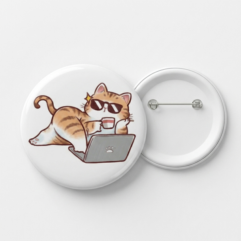 Bazinco Cute Cat Lover Badges Pack of 5 – Kawaii Cartoon Cat Button Pins for Cat Lovers