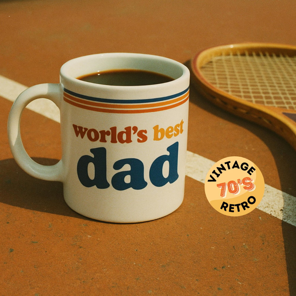 Bazinco Custom Name Mug with Vintage Dad Style Design – Personalized Ceramic Coffee Mug for Office & Home