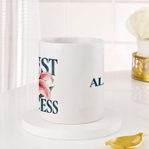 Bazinco Personalized Ceramic Coffee Mug – Trust The Process Floral Lily Design with Custom Name, White Coffee Cup for Women, Girls, Friends, Birthday & Inspirational Gift