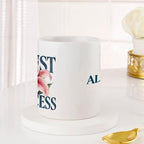 Bazinco Personalized Ceramic Coffee Mug – Trust The Process Floral Lily Design with Custom Name, White Coffee Cup for Women, Girls, Friends, Birthday & Inspirational Gift