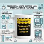 Bazinco Corporate Majdoor White Ceramic Mug | Funny Office Coffee Mug for Co-Workers | Printed Ceramic Tea & Coffee Cup | Microwave Safe | 11oz