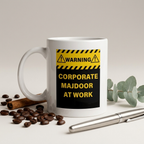 Bazinco Corporate Majdoor White Ceramic Mug | Funny Office Coffee Mug for Co-Workers | Printed Ceramic Tea & Coffee Cup | Microwave Safe | 11oz