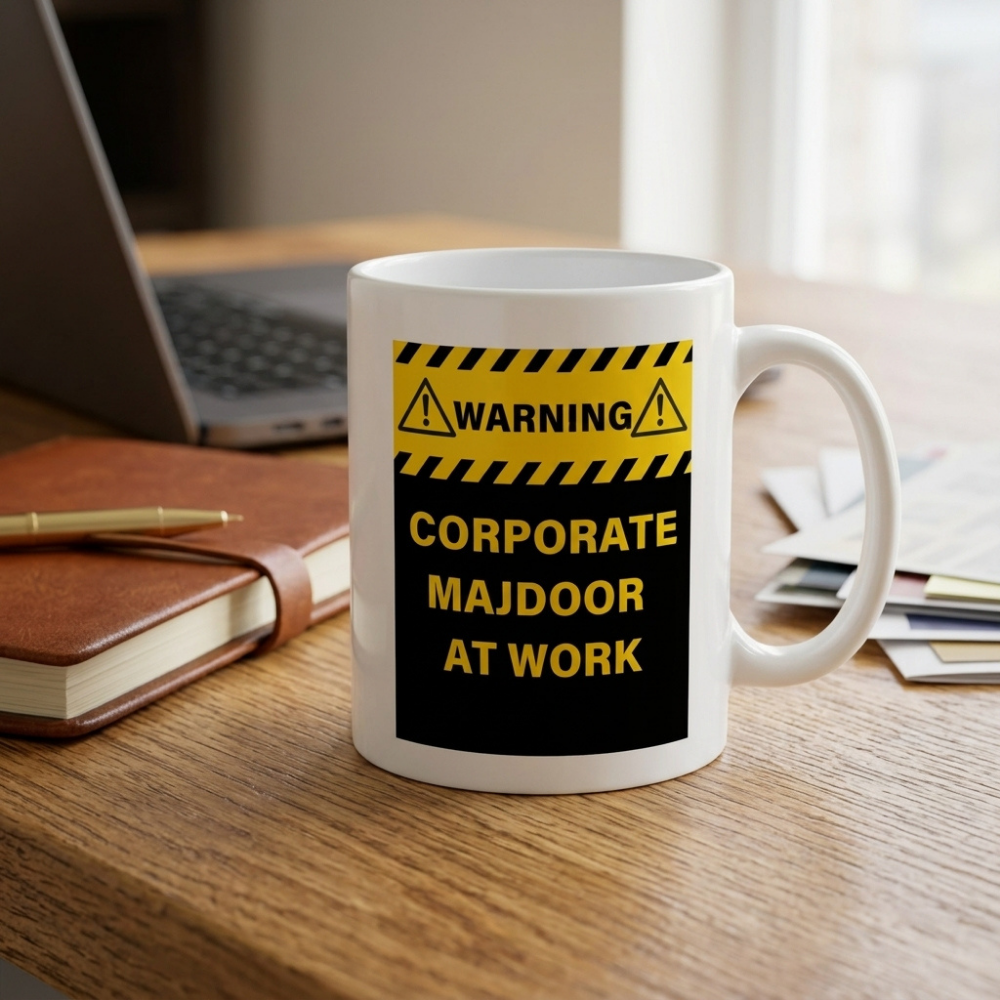 Bazinco Corporate Majdoor White Ceramic Mug | Funny Office Coffee Mug for Co-Workers | Printed Ceramic Tea & Coffee Cup | Microwave Safe | 11oz