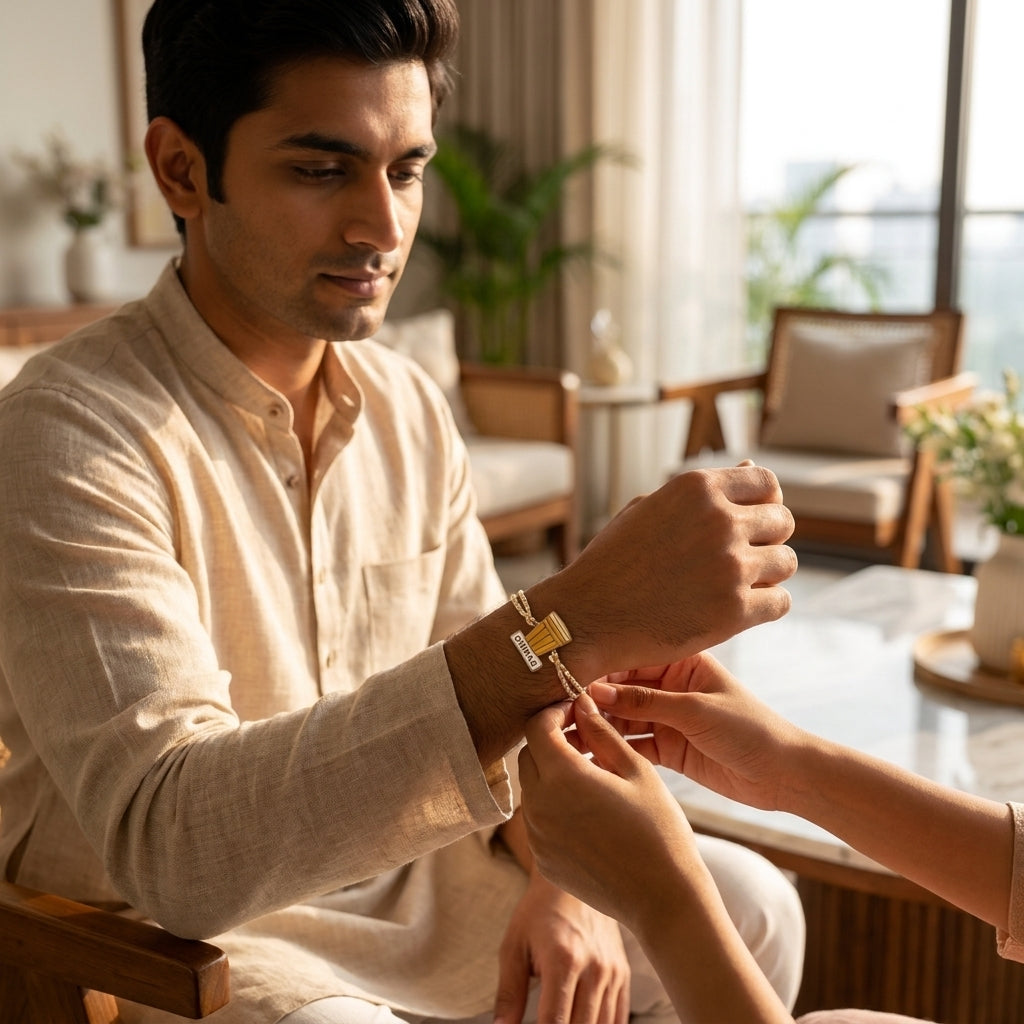 Bazinco Personalized Chai Rakhi with Custom Name | Cutting Chai Bracelet Rakhi for Brother | Unique Tea Lover Rakhi Gift for Raksha Bandhan