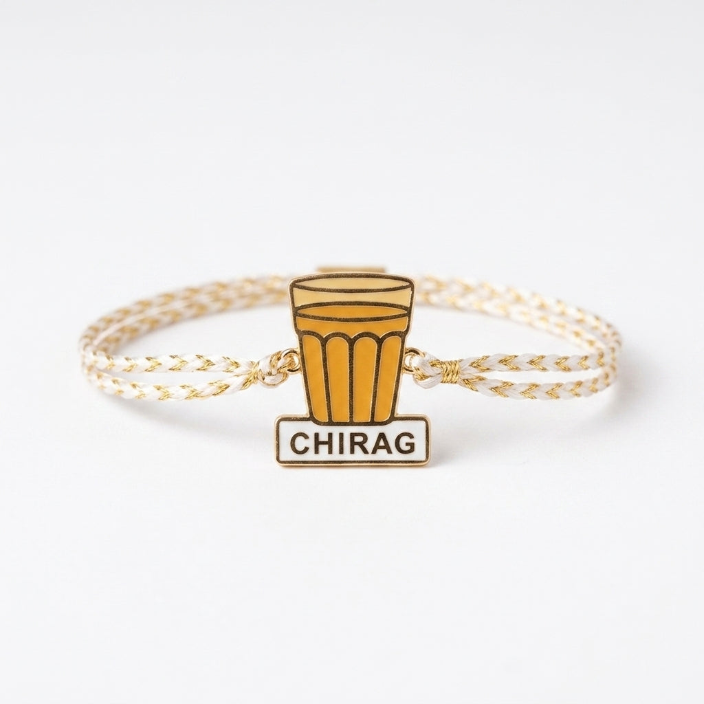 Bazinco Personalized Chai Rakhi with Custom Name | Cutting Chai Bracelet Rakhi for Brother | Unique Tea Lover Rakhi Gift for Raksha Bandhan
