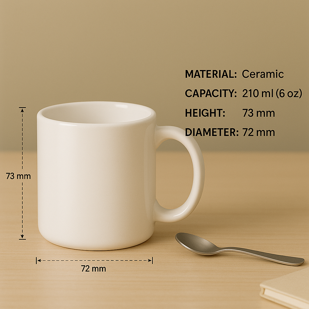 Bazinco 6 Oz Ceramic Mugs Set – Blue, Red, White & Orange Coffee Cups | Small Tea Cups for Home, Office & Gifting