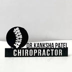 Bazinco Personalized Chiropractic Name Plate with Spine Silhouette – Custom Doctor Desk Name Sign for Clinic & Office