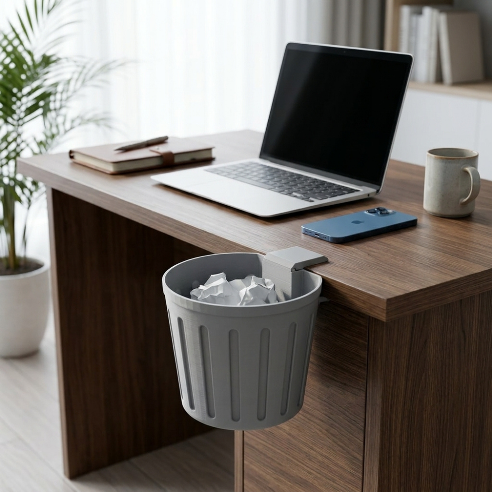 Bazinco Clamp Desk Organizer Basket | Space Saving Desk Side Storage Cup for Workspace & Study Table