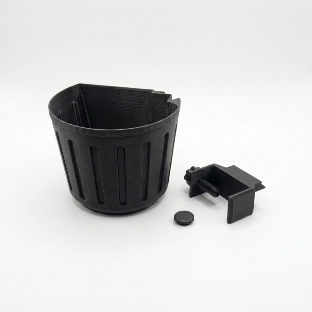 Bazinco Clamp Desk Organizer Basket | Space Saving Desk Side Storage Cup for Workspace & Study Table