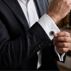 Bazinco Classic Black Enamel Cufflinks for Men – Premium Round Formal Shirt Cufflinks for Business & Wedding Wear