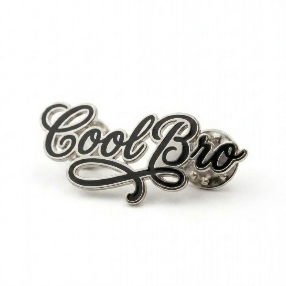 Bazinco Cool Bro Cursive Enamel Pin – Trendy Street Style Fashion Pin for Men