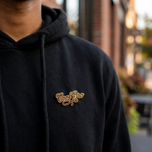 Bazinco Cool Bro Cursive Enamel Pin – Trendy Street Style Fashion Pin for Men