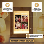 Bazinco Customized Couple Photo Frame with Warm LED Light | Personalized Wedding Memory Frame with Photos & Text | Romantic Gift for Husband, Wife & Newlyweds