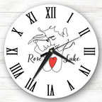 Bazinco Personalized Minimalist Couple Line Art Wall Clock with Custom Names | Romantic Photo-Free Couple Clock | Customized Anniversary Gift | Modern Home Decor | Silent Quartz Wall Clock