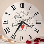 Bazinco Personalized Minimalist Couple Line Art Wall Clock with Custom Names | Romantic Photo-Free Couple Clock | Customized Anniversary Gift | Modern Home Decor | Silent Quartz Wall Clock