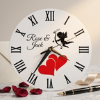 Bazinco Custom Couple Name Wall Clock | Cupid Love Personalized Wall Clock | Romantic Wedding, Anniversary & Engagement Gift | Modern Home Decor