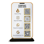 Bazinco Personalized Multi QR Code Display Stand | Custom Acrylic Business QR Stand with Payment, Instagram, WhatsApp & Google Review | Reception Counter Sign