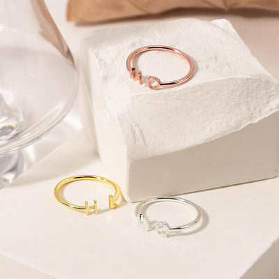 Bazinco Custom Adjustable Initial Ring — minimalist initial ring women India