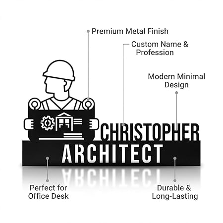 Bazinco Custom Architect Desk Name Plate – Personalized Architecture Office Name Plate