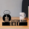 Custom Chef Name Plate – Personalized Kitchen Name Sign with Chef Hat Design by Bazinco