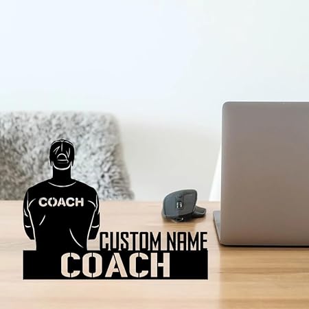 Bazinco Personalized Coach Name Plate – Custom Coach Desk Sign for Office or Training Academy